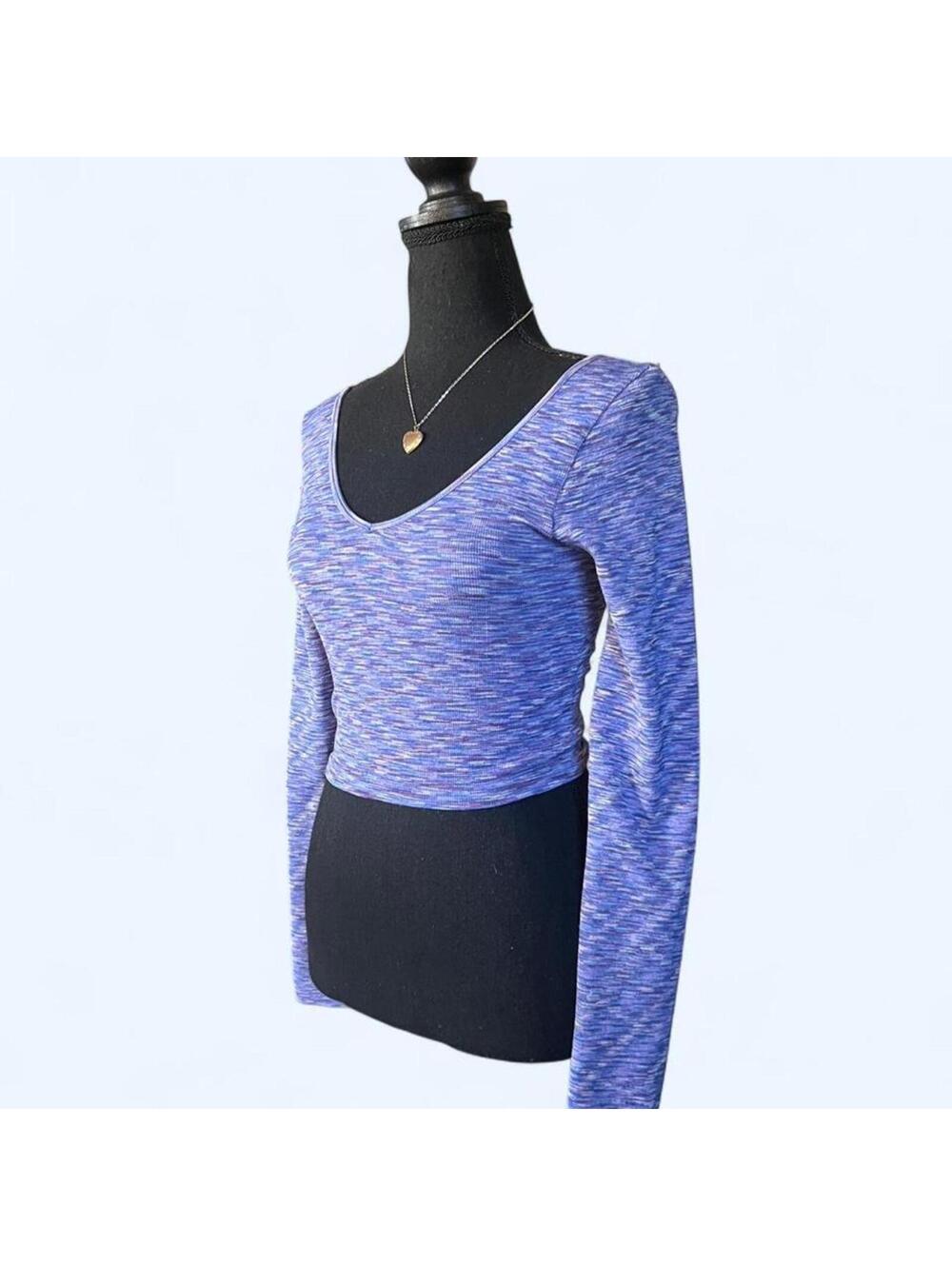 Y2K fairycore purple space dye long sleeve crop top Size Small 💜 - Picture 4 of 6
